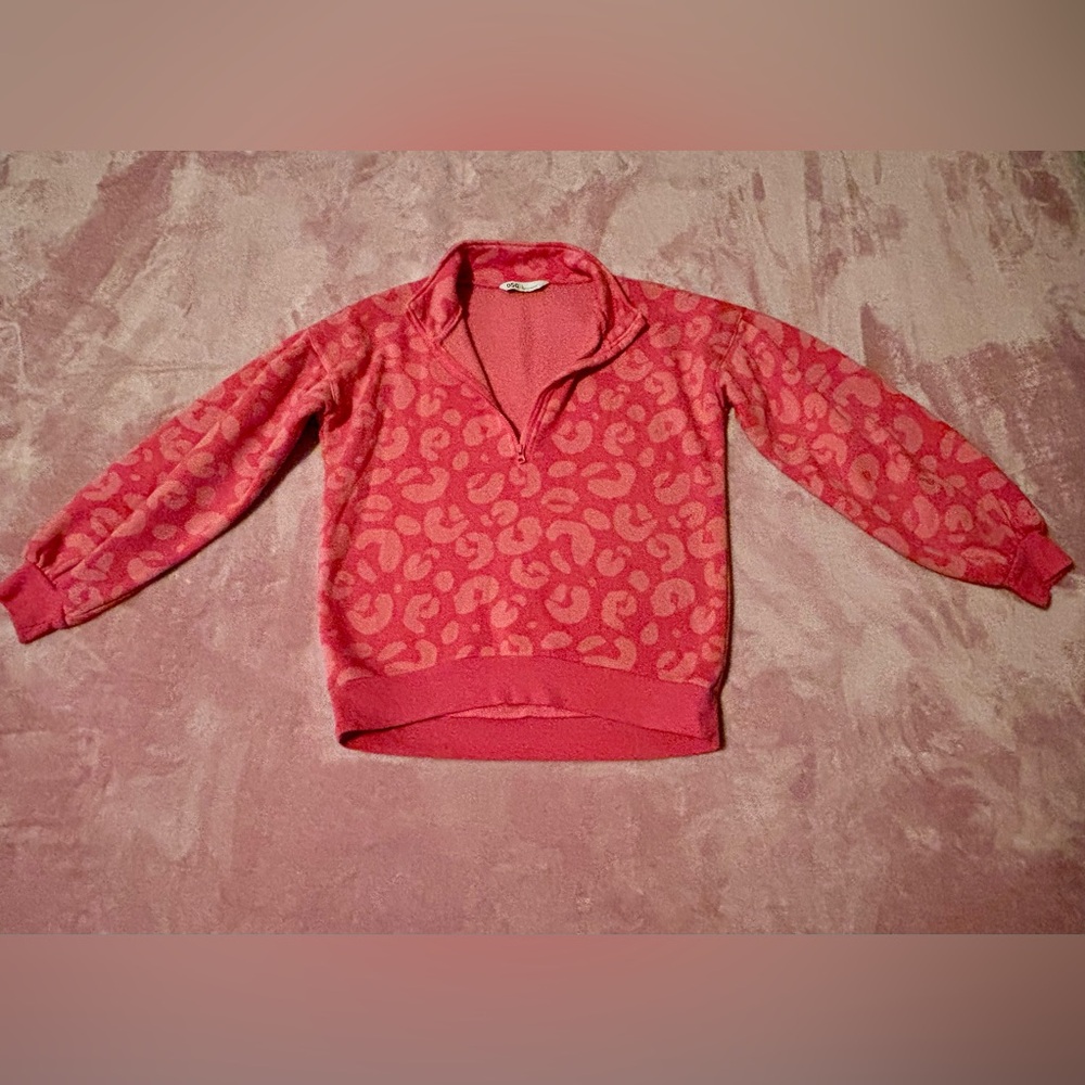 DSG Girls Pink Leopard Print Pullover Size Large